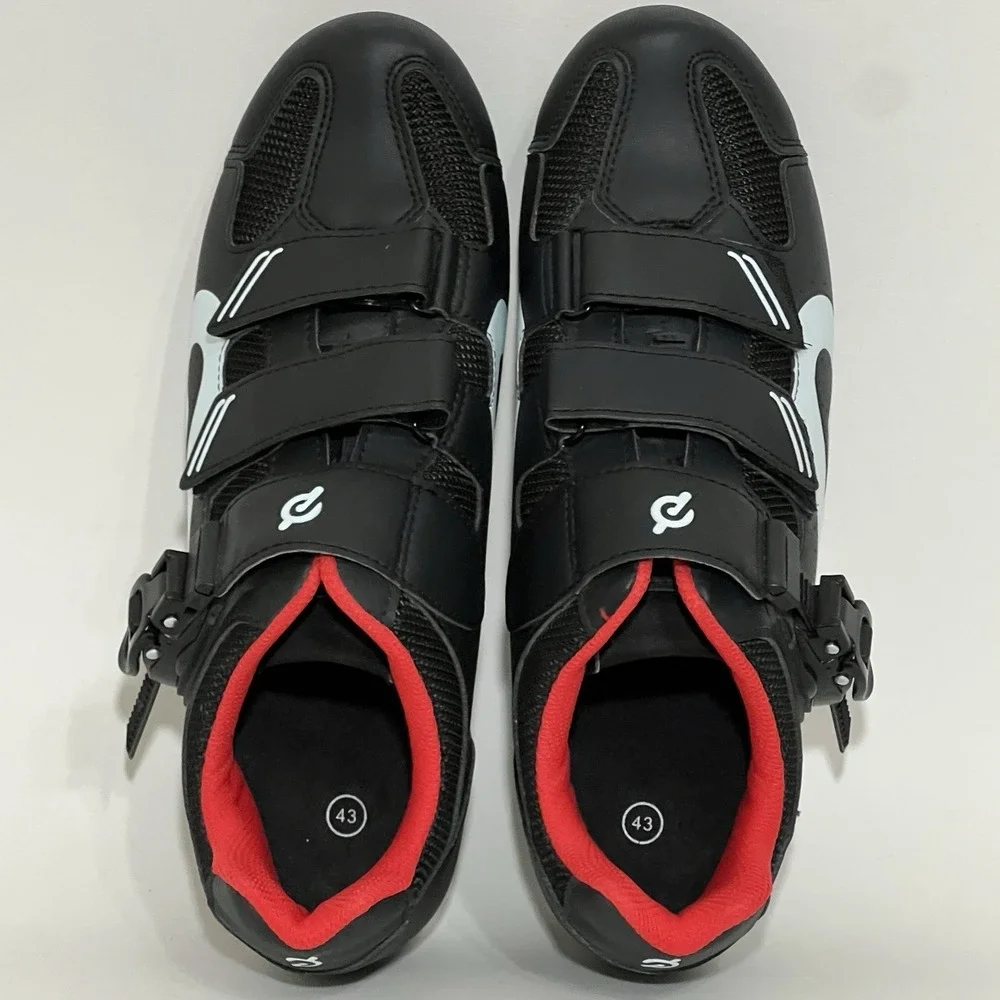 Peloton Cycling Bike Shoes Black Red Size 43 Unisex Men Size 10 / Women Size 12